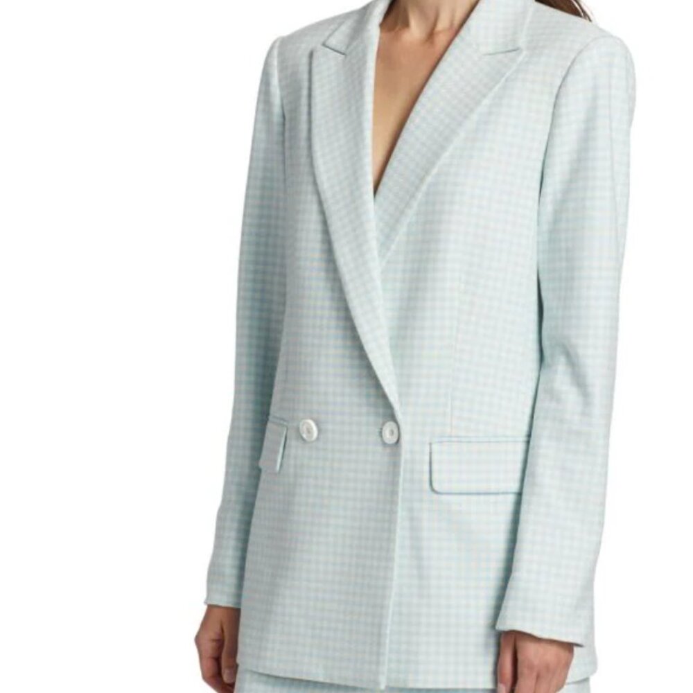 NWT $595 Alice and Olivia “Justin Gingham Woven Double-Breasted Blazer”